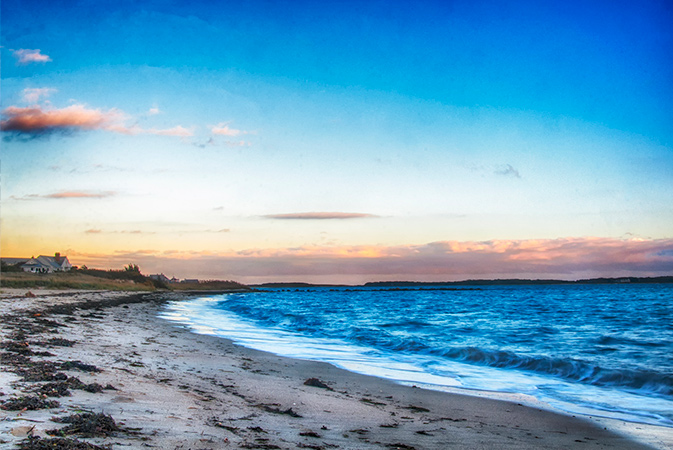 East coast beach at sunset.