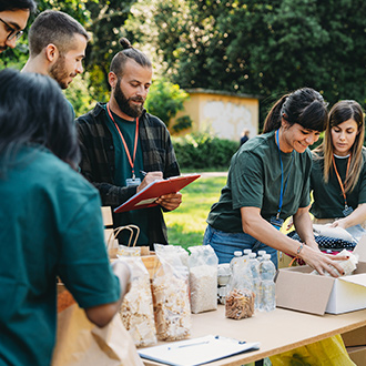 Food assistance volunteers.